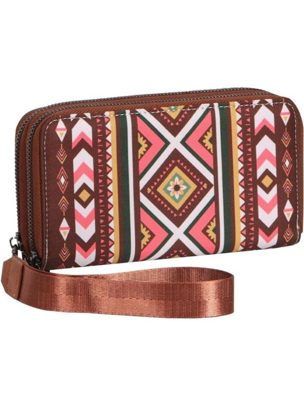 RFID Wristlet Wallet for Women Boho Western Clutch Purse Large Phone Holder